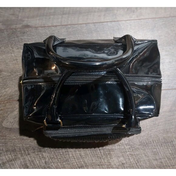 Patent Leather Vinyl Shiny Black Purse Handbag Bag Doctor Style - Picture 4 of 9